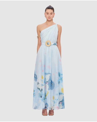 Leo Lin Adriana One Shoulder Maxi Dress - Tranquility Print