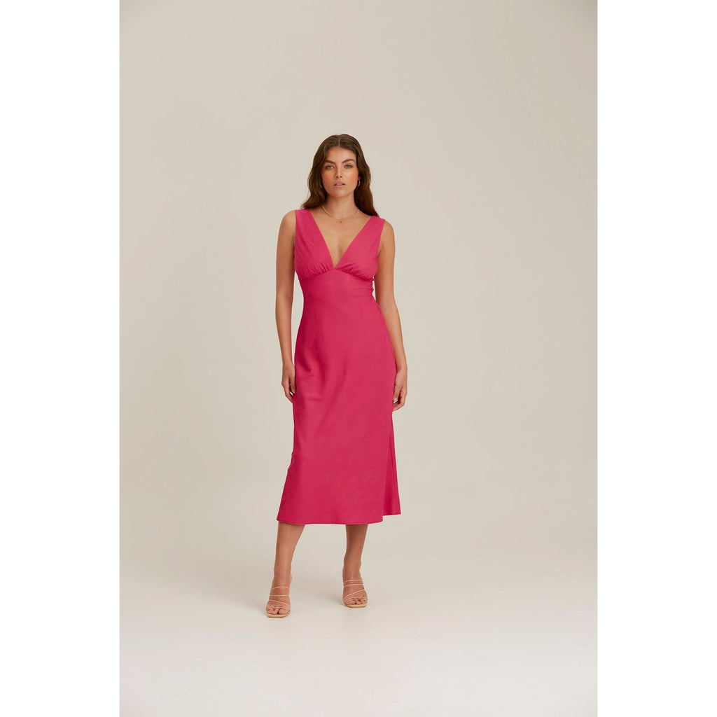 Finders Keepers Adaline Luella Midi Dress - Raspberry