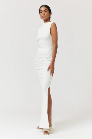 Suboo Jacqui Rouched Front Midi Dress - White