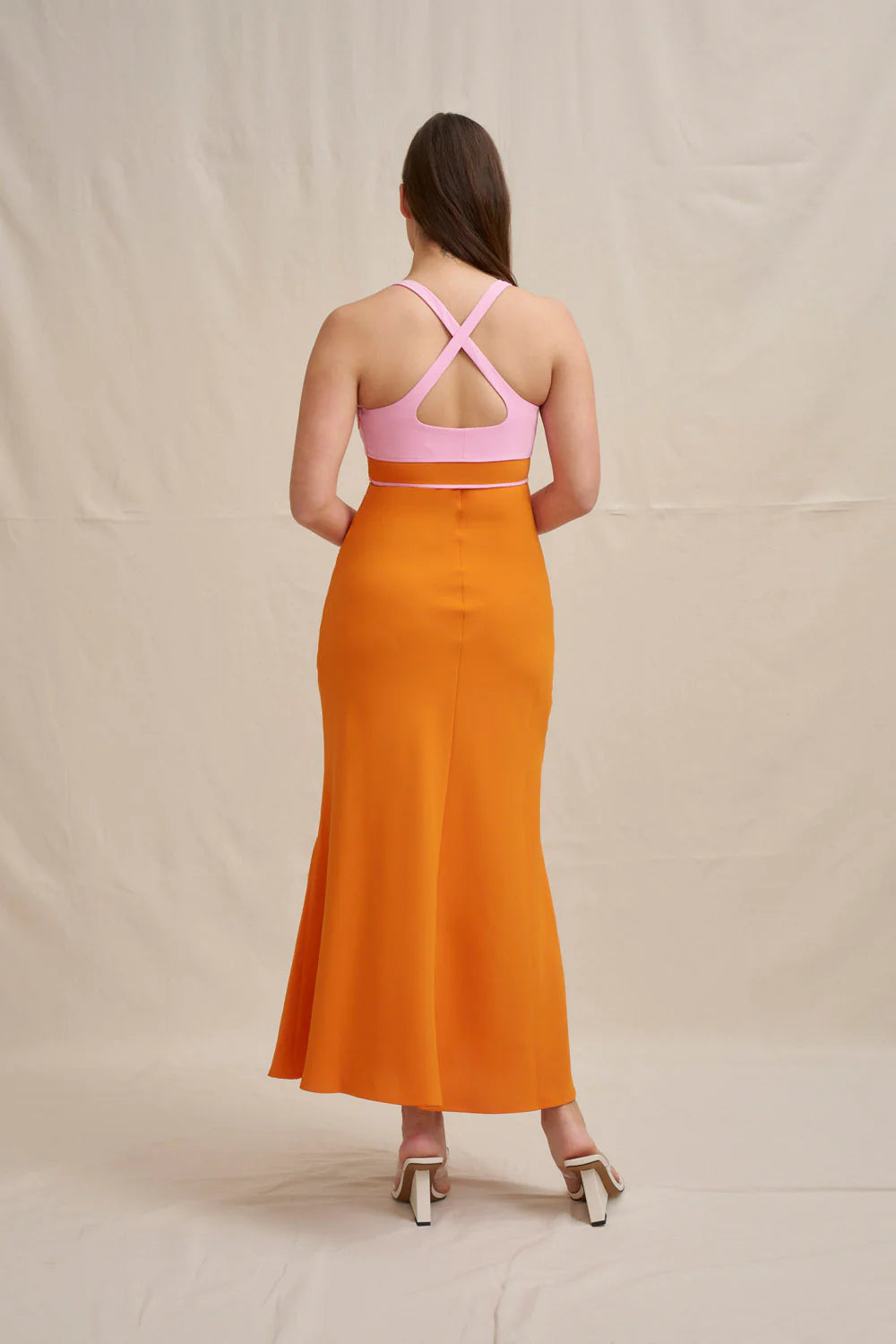 By Johnny 'Christine' Bias Midi Dress - Pink/Orange
