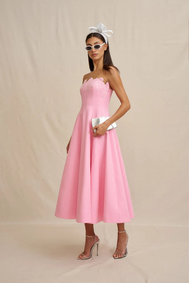 BY JOHNNY Florelle Strapless Midi Dress