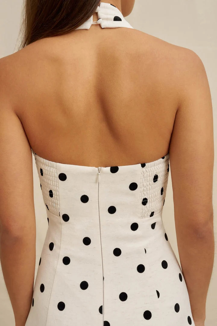 BY JOHNNY Florentina Polka Dot Halter Dress