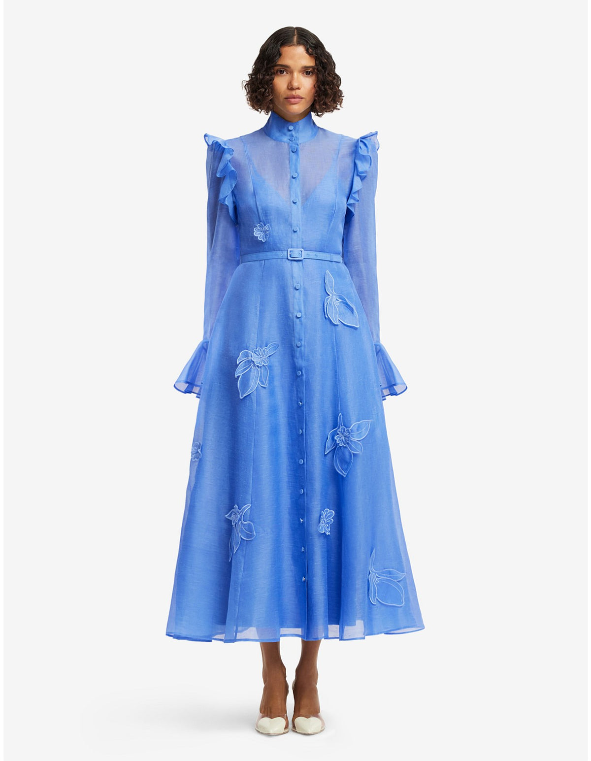 Leo Lin "Katrina" Applique Midi Dress - Blue