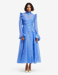 Leo Lin "Katrina" Applique Midi Dress - Blue