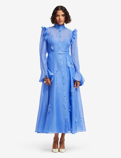 Leo Lin "Katrina" Applique Midi Dress - Blue