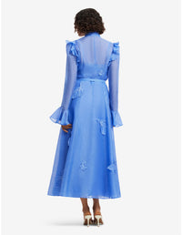 Leo Lin "Katrina" Applique Midi Dress - Blue