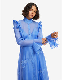 Leo Lin "Katrina" Applique Midi Dress - Blue
