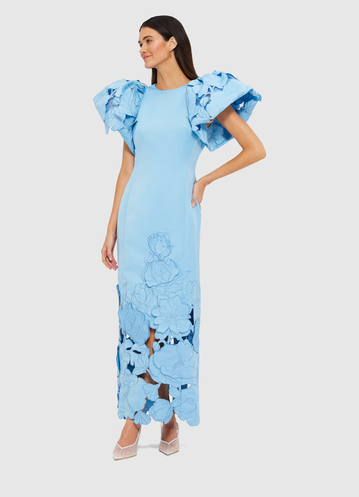 Leo Lin "Lucinda" Appliqué Maxi Dress