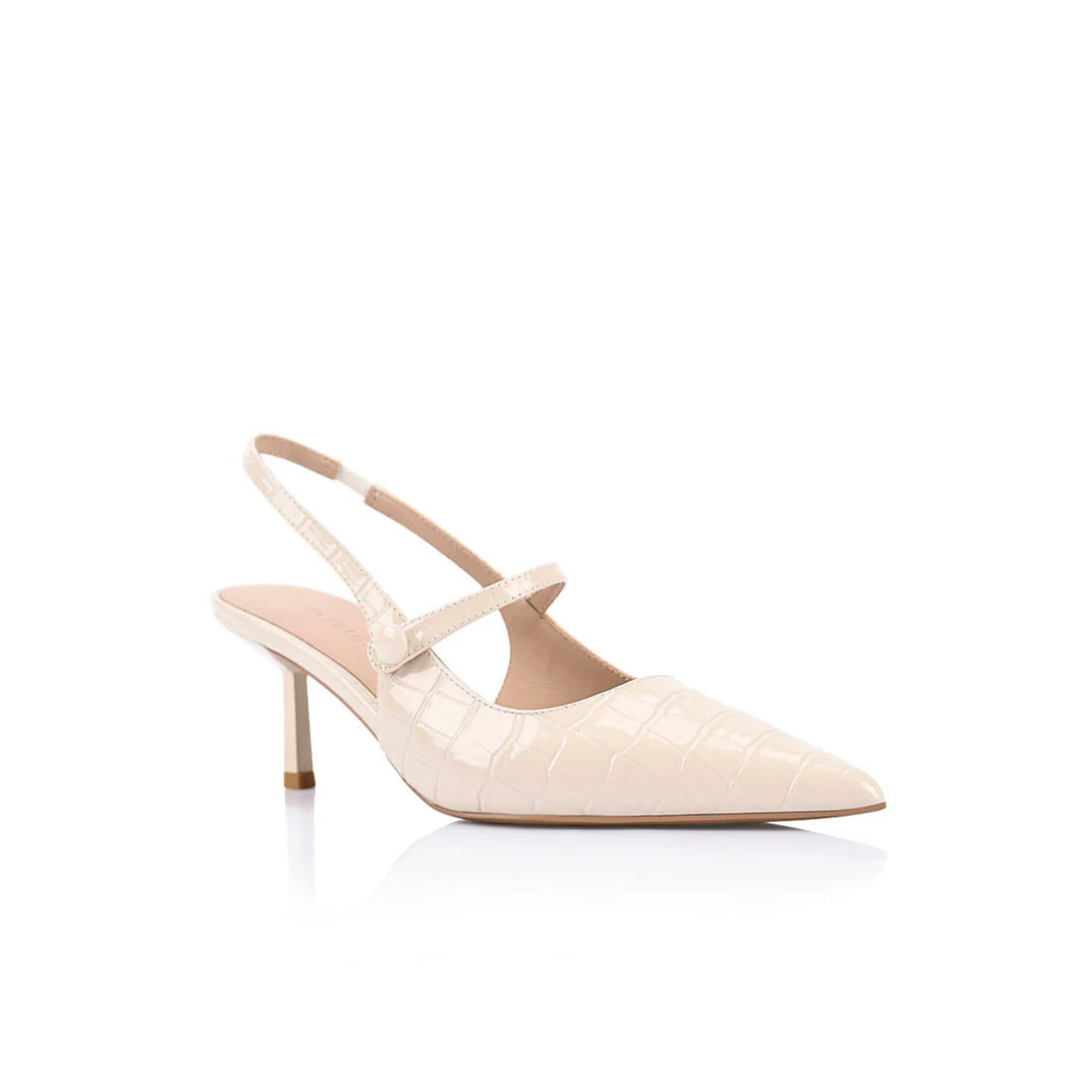 Lana Wilkinson "Scarlett" Mary Jane Heel - Ivory Croc-Embossed Leather