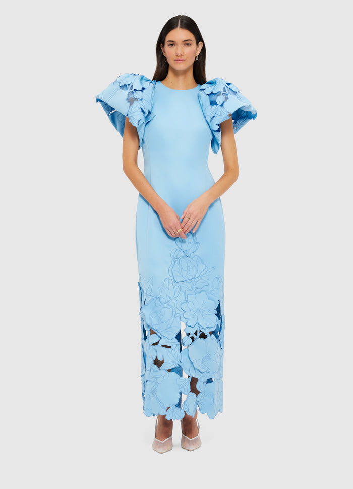 Leo Lin "Lucinda" Appliqué Maxi Dress