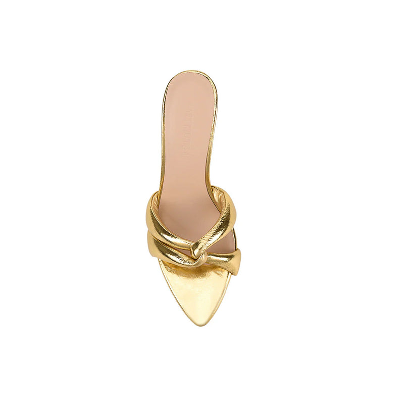 Lana Wilkinson "Mae" Mule Heels - Gold