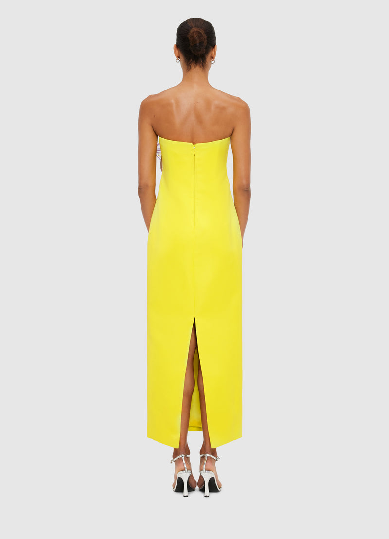 Leo Lin "Rayne" Appliqué Floral Midi Dress.