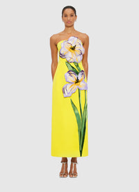 Leo Lin "Rayne" Appliqué Floral Midi Dress.