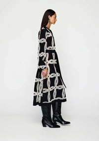 Embroidered cotton midi dress for weddings and garden parties