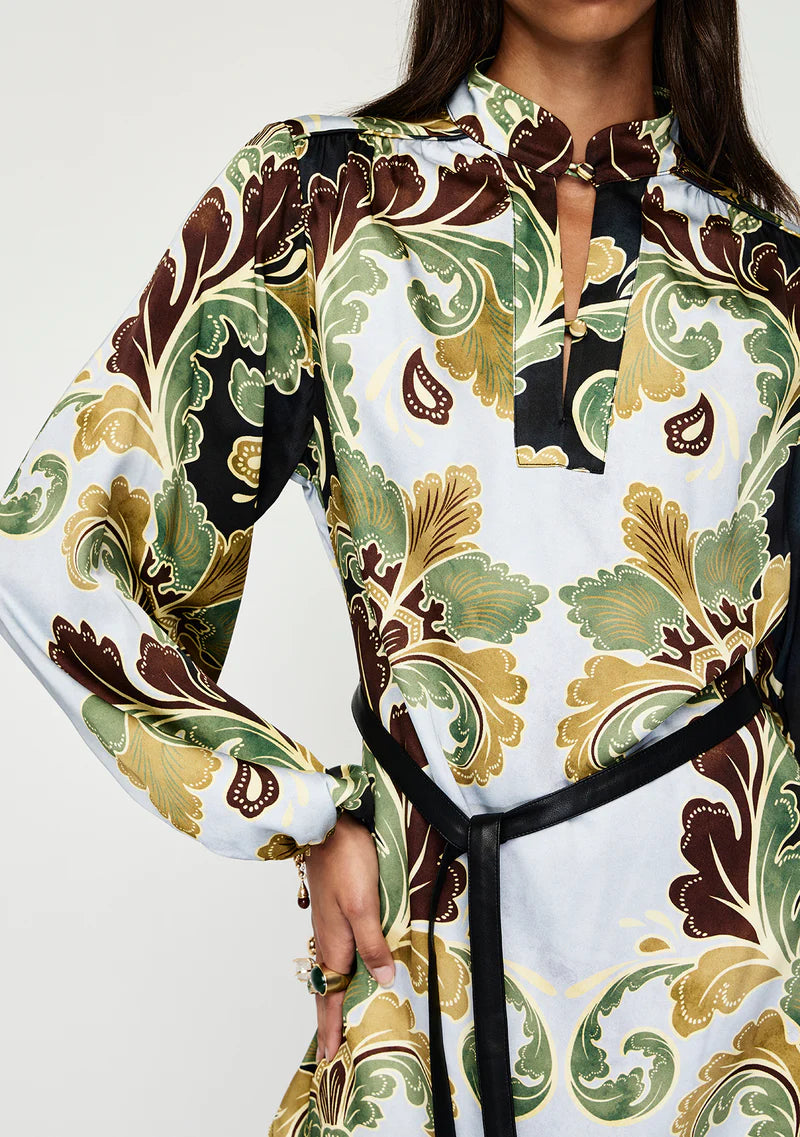 Designer printed mini dress available for hire Australia wide