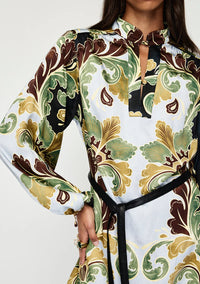Designer printed mini dress available for hire Australia wide