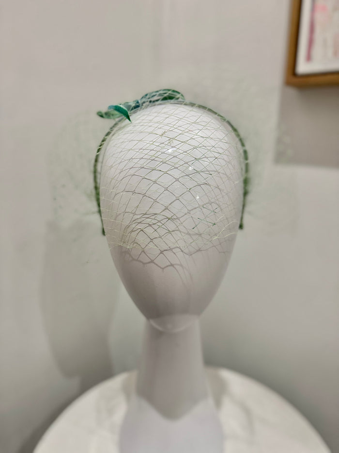 Wendy Scully - Velvet Veiled Headband - Green