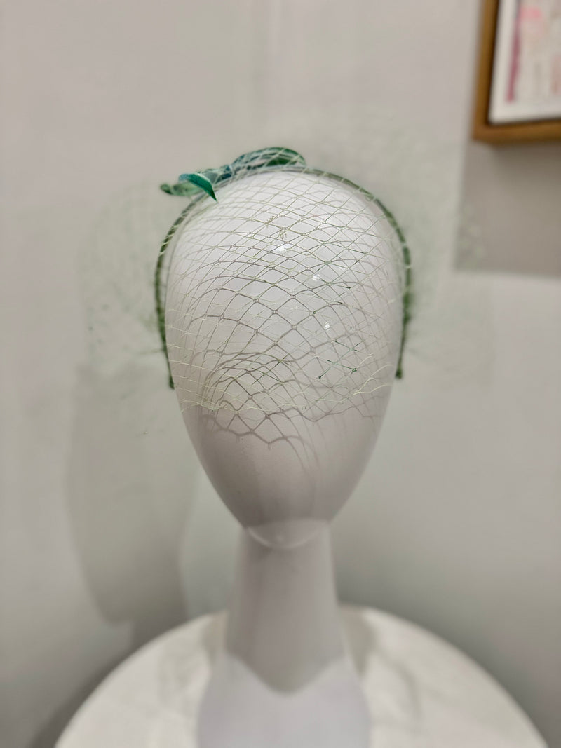 Wendy Scully - Velvet Veiled Headband - Green