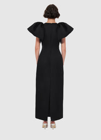 Leo Lin "Lucinda" Appliqué Floral Maxi Dress - Black