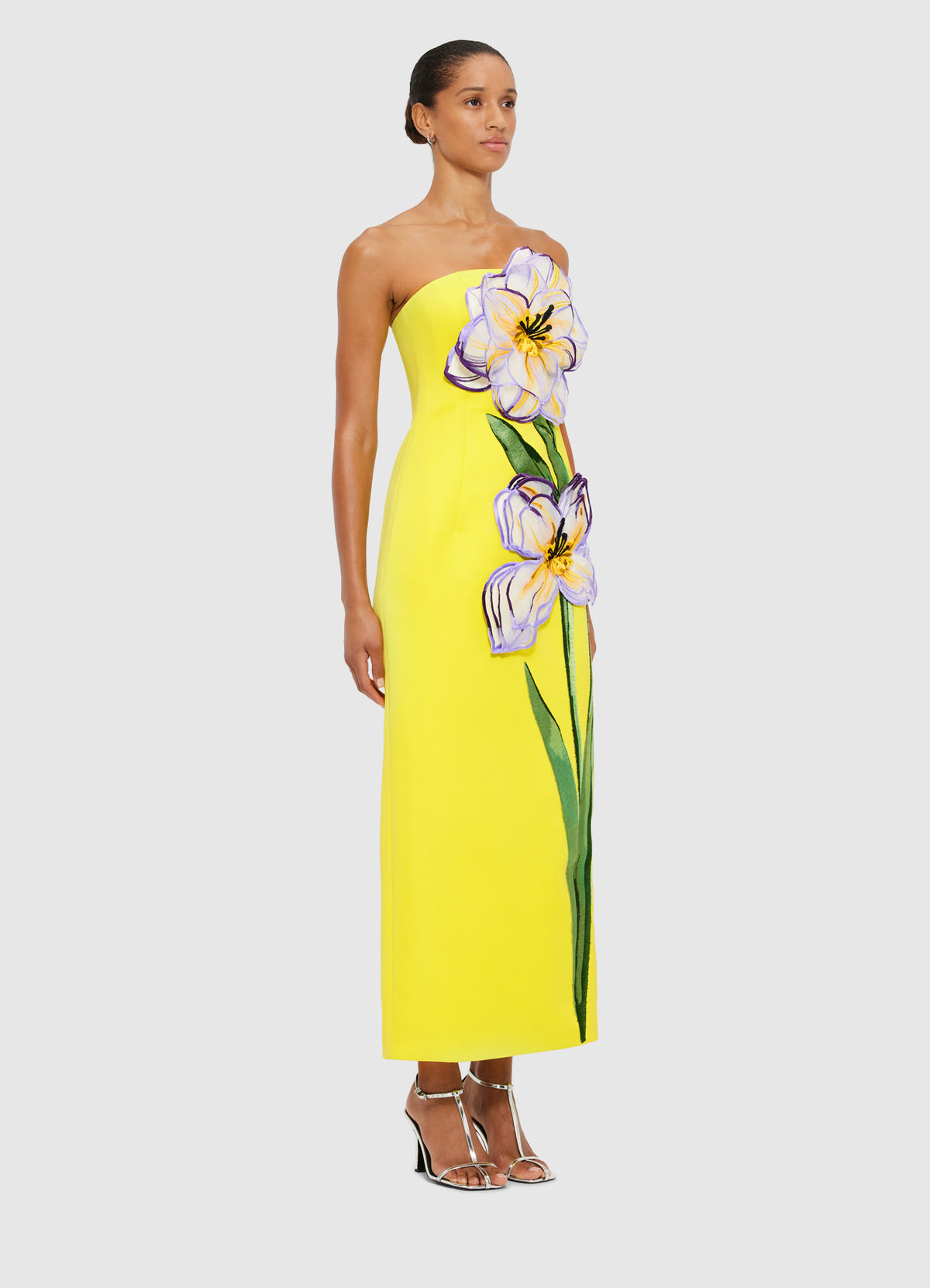 Leo Lin "Rayne" Appliqué Floral Midi Dress.