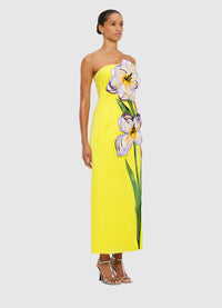 Leo Lin "Rayne" Appliqué Floral Midi Dress.