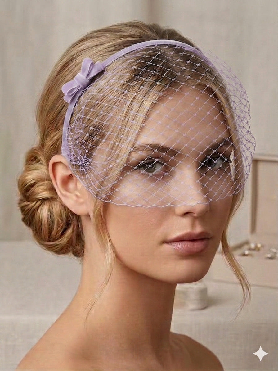 Wendy Scully - Velvet Veiled Headband - Purple