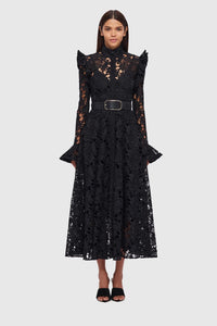 Leo Lin "Aliyah" Butterfly Sleeve Midi Dress - Black
