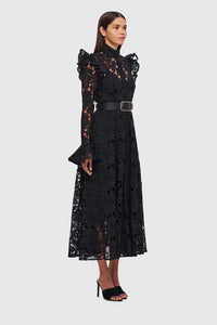 Leo Lin "Aliyah" Butterfly Sleeve Midi Dress - Black