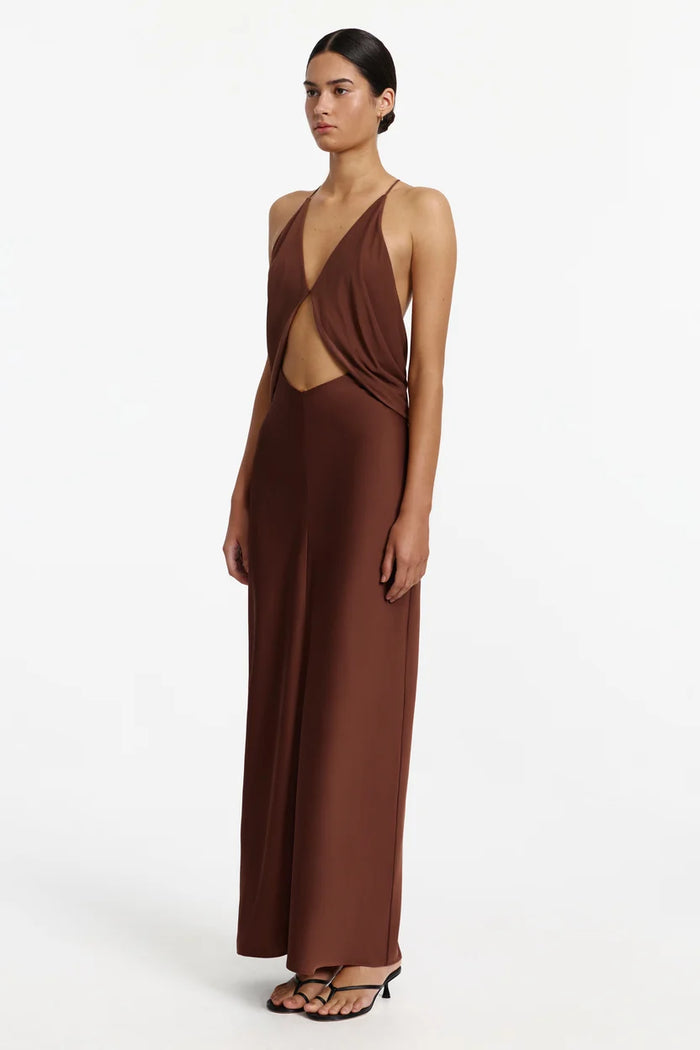 Significant Other Lotus Maxi Dress Oak front view – wedding guest dress hire