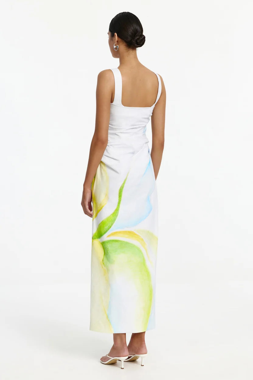 Significant Other Phoebe Dress Seaglass Print ruched bodice detail – designer dress hire Australia
