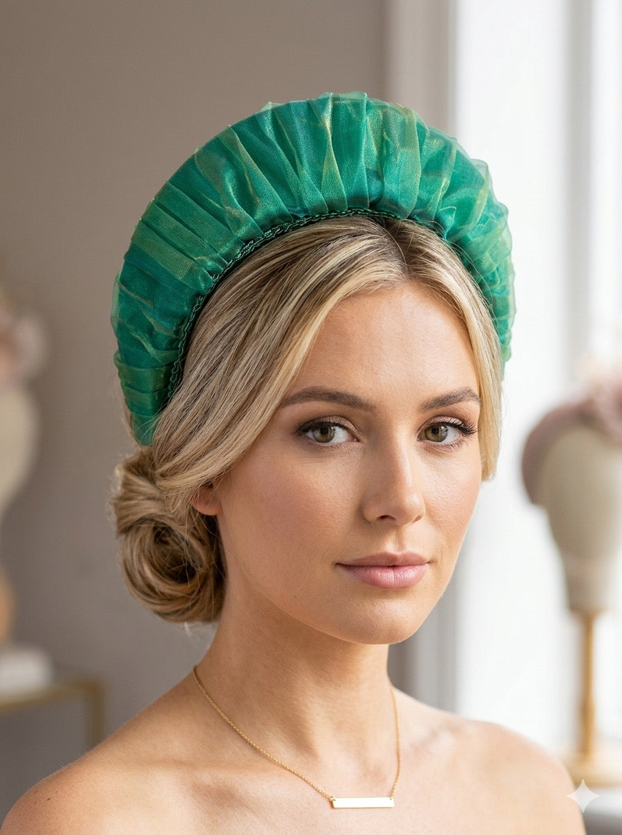 Wendy Scully Millinery Green Silk Headband