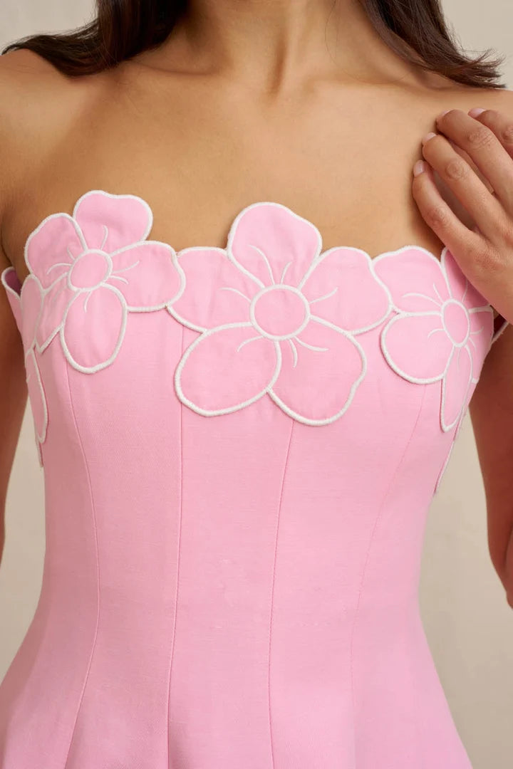 BY JOHNNY Florelle Strapless Midi Dress