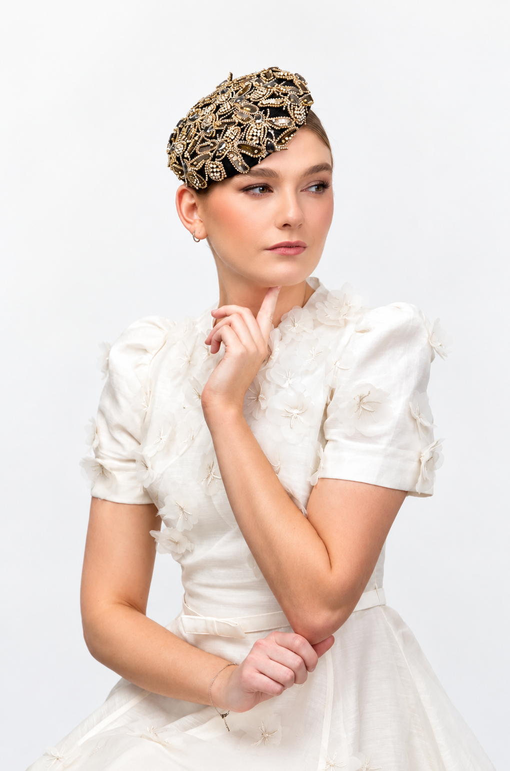 WENDY SCULLY MILLINERY – Bees Button Hat | Black & Gold