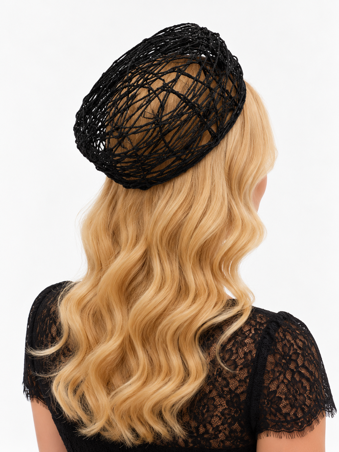WENDY SCULLY MILLINERY - Black String Mesh Pillbox Hat