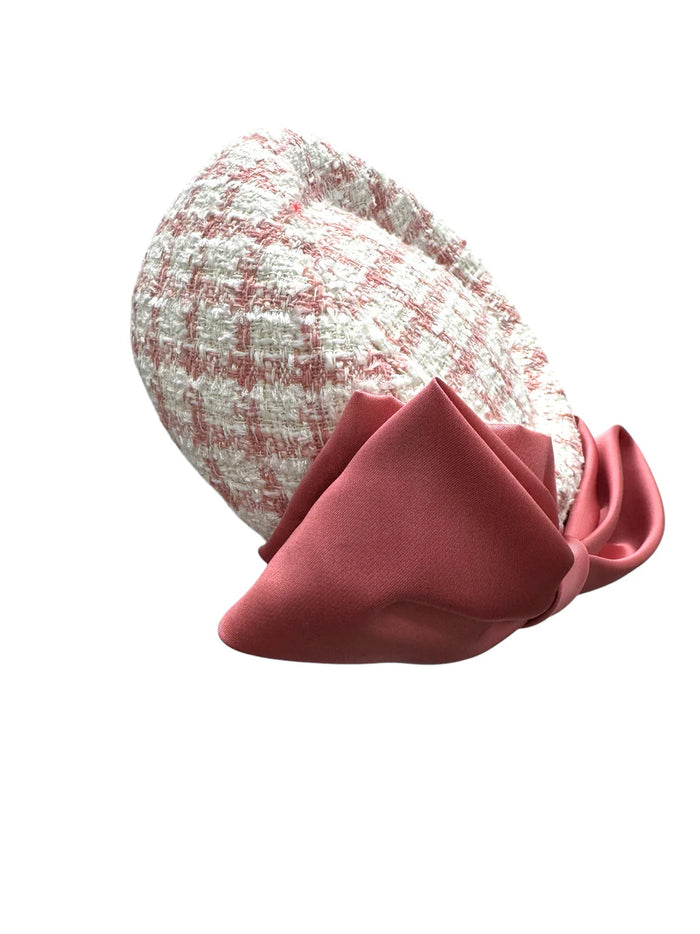 Wendy Scully Millinery Pink & White Fabric Pillbox