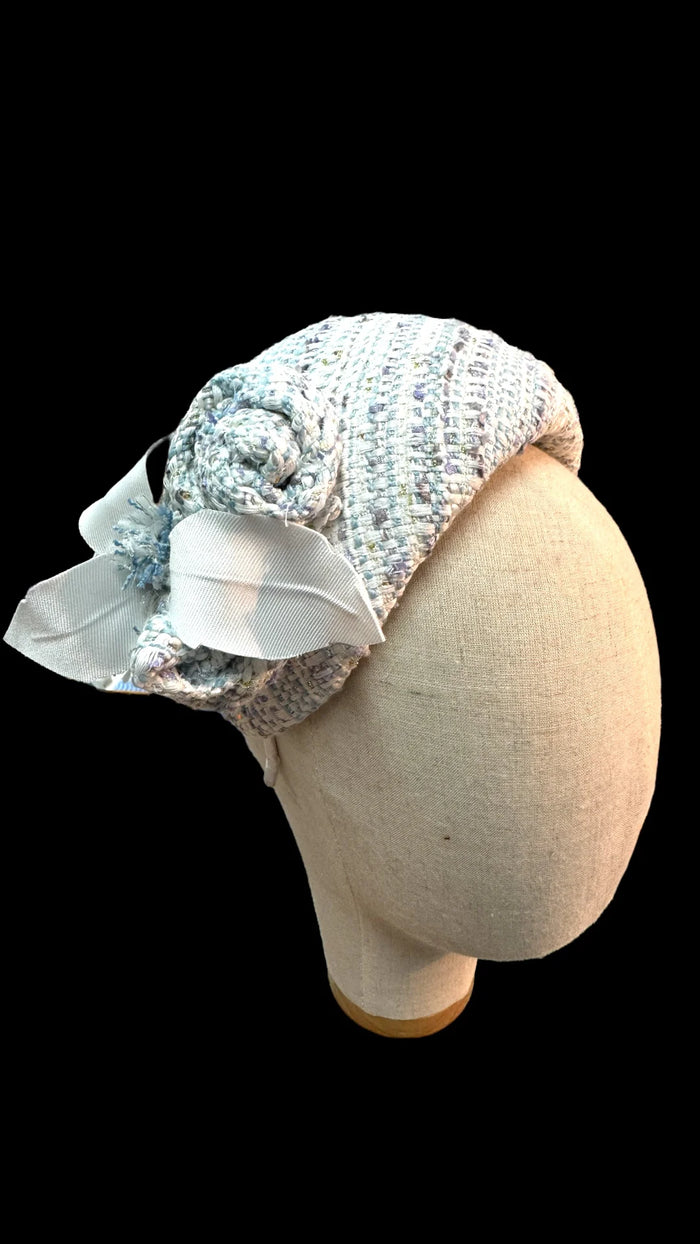 Wendy Scully Millinery Blue & White Tweed Headband