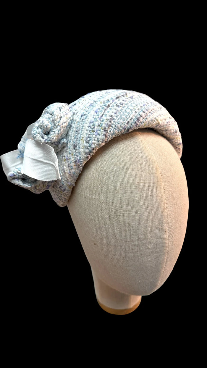 Wendy Scully Millinery Blue & White Tweed Headband