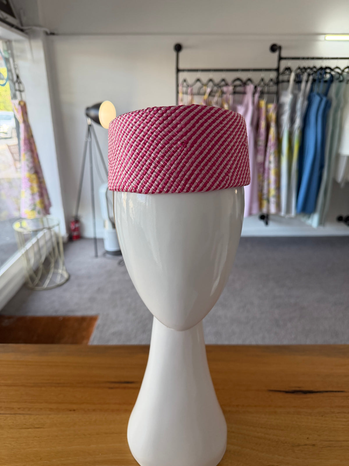 WENDY SCULLY Pink Straw Pillbox