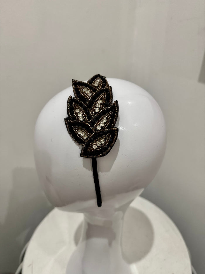 Wendy Scully Black & Gold Leaf Headband