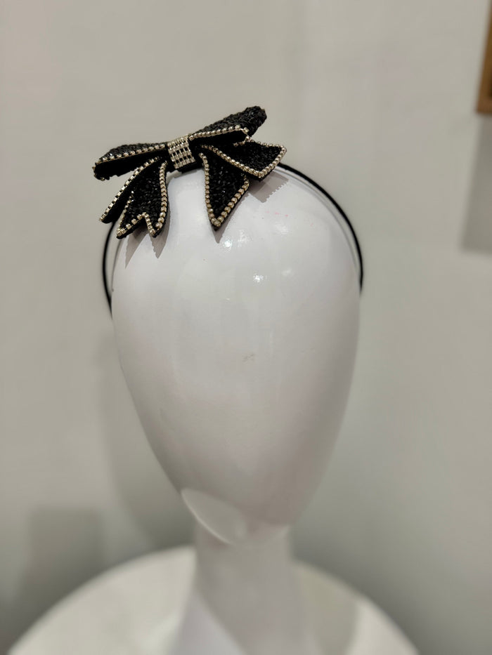 Wendy Scully Black Beaded Bow Headband