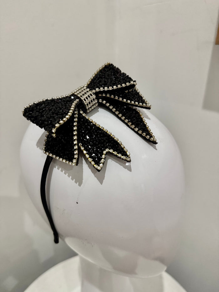 Wendy Scully Black Beaded Bow Headband