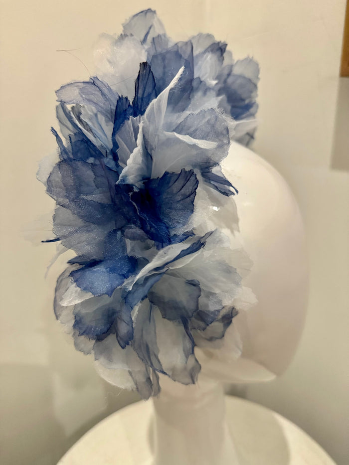 Wendy Scully Blue & White Chiffon Petal Headband
