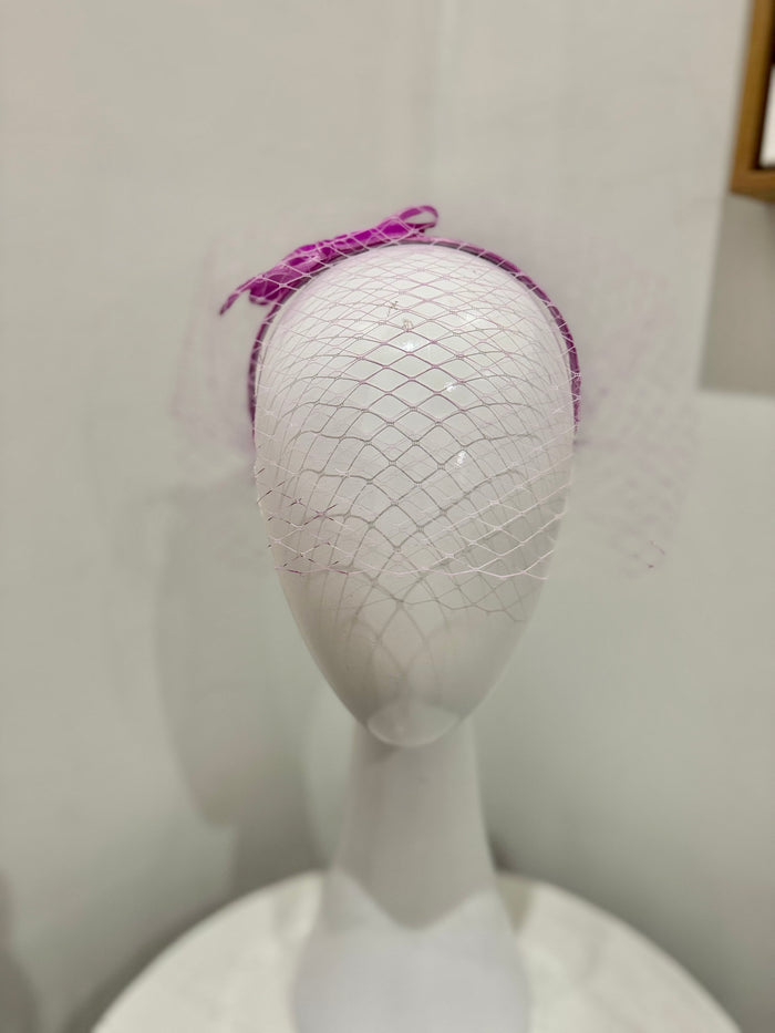 Wendy Scully - Velvet Veiled Headband - Pink