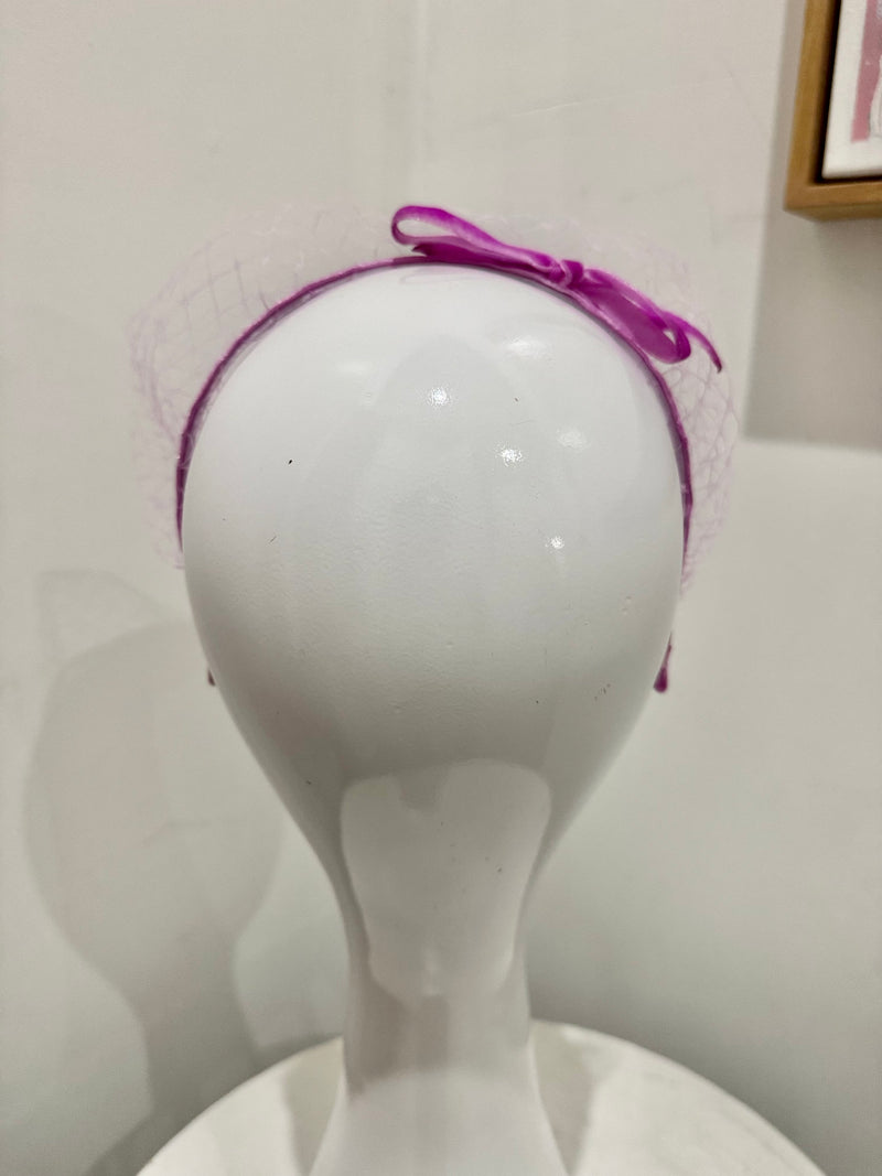 Wendy Scully - Velvet Veiled Headband - Pink