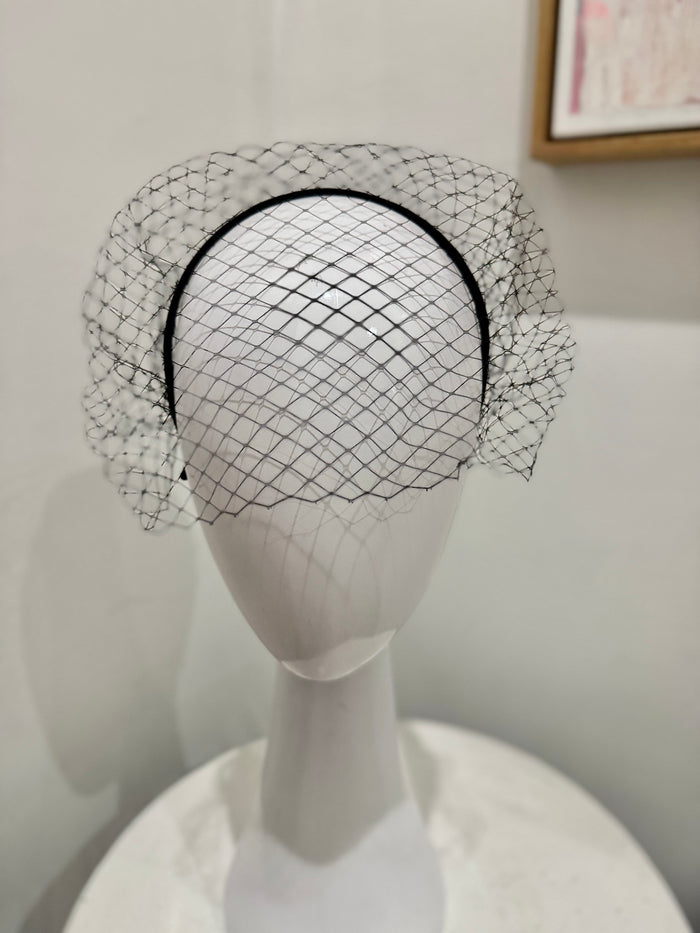 Wendy Scully Veiled Satin Headband - Black