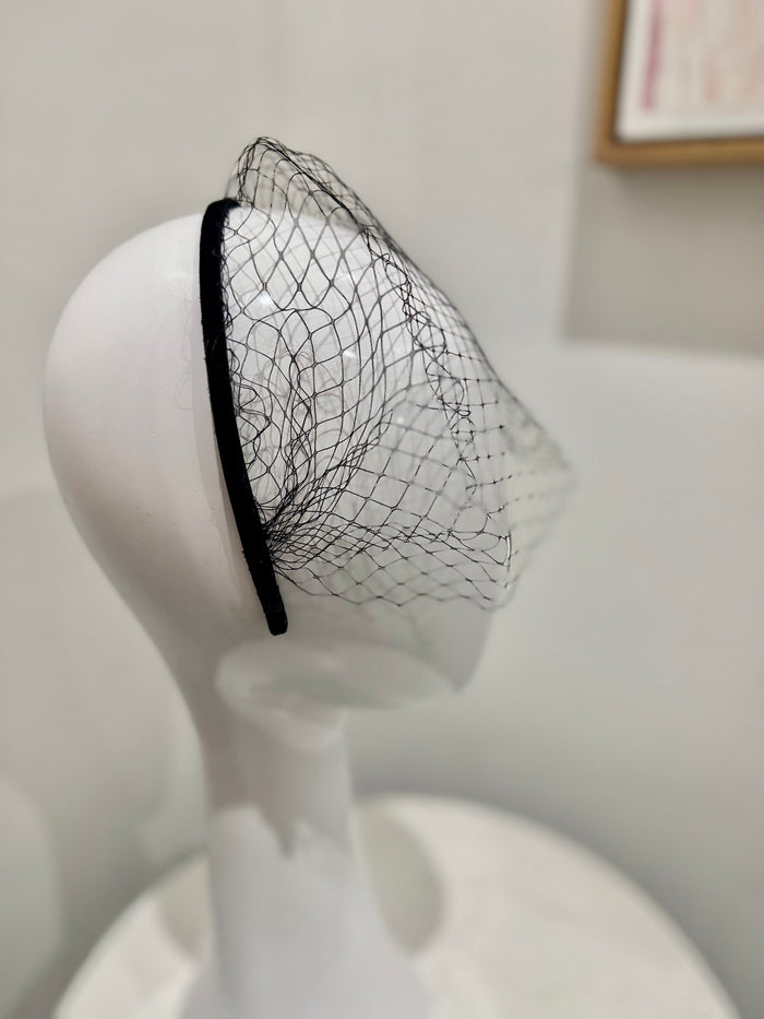 Wendy Scully Veiled Satin Headband - Black