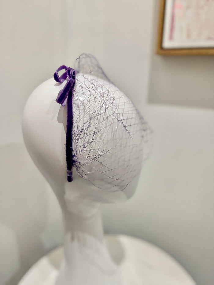 Wendy Scully - Velvet Veiled Headband - Purple