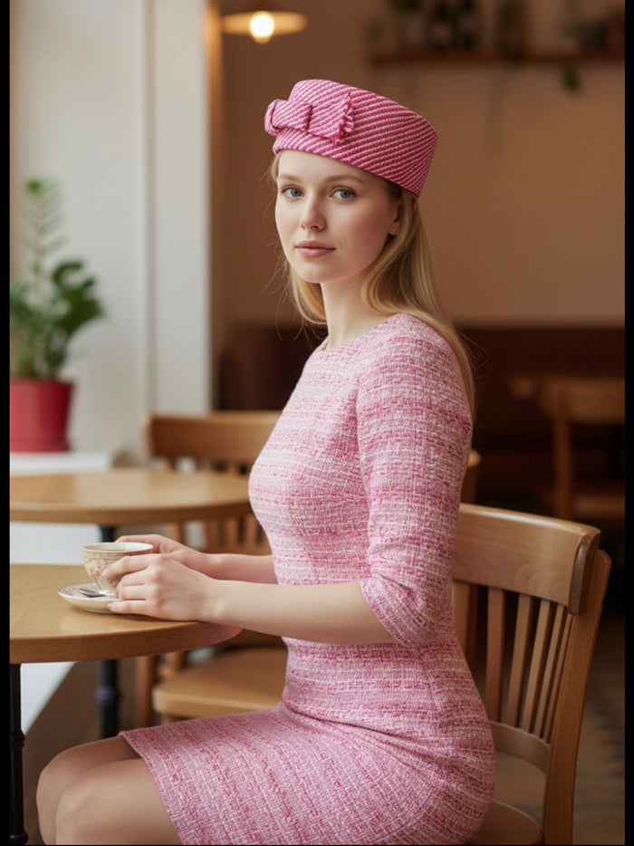 WENDY SCULLY Pink Straw Pillbox