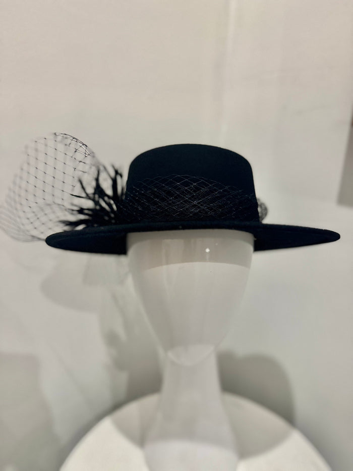 Wendy Scully Black Felt Hat with Trim