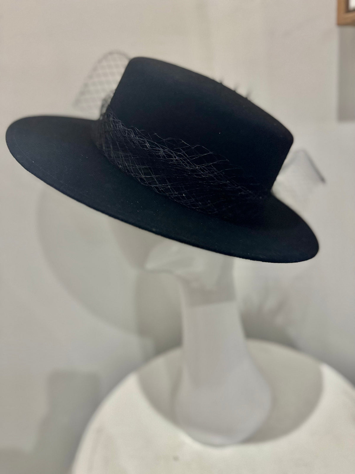Wendy Scully Black Felt Hat with Trim